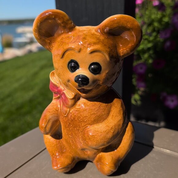 Royal Copley Other - Vintage Royal Copley Ceramic Teddy Bear Planter Vase MCM 6.5" Tall Brown